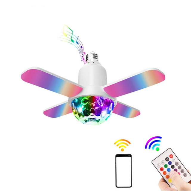Yeacher Lampe mini BT 24W à Projection Musicale RVB à Sept Couleurs à Quatre Feuilles