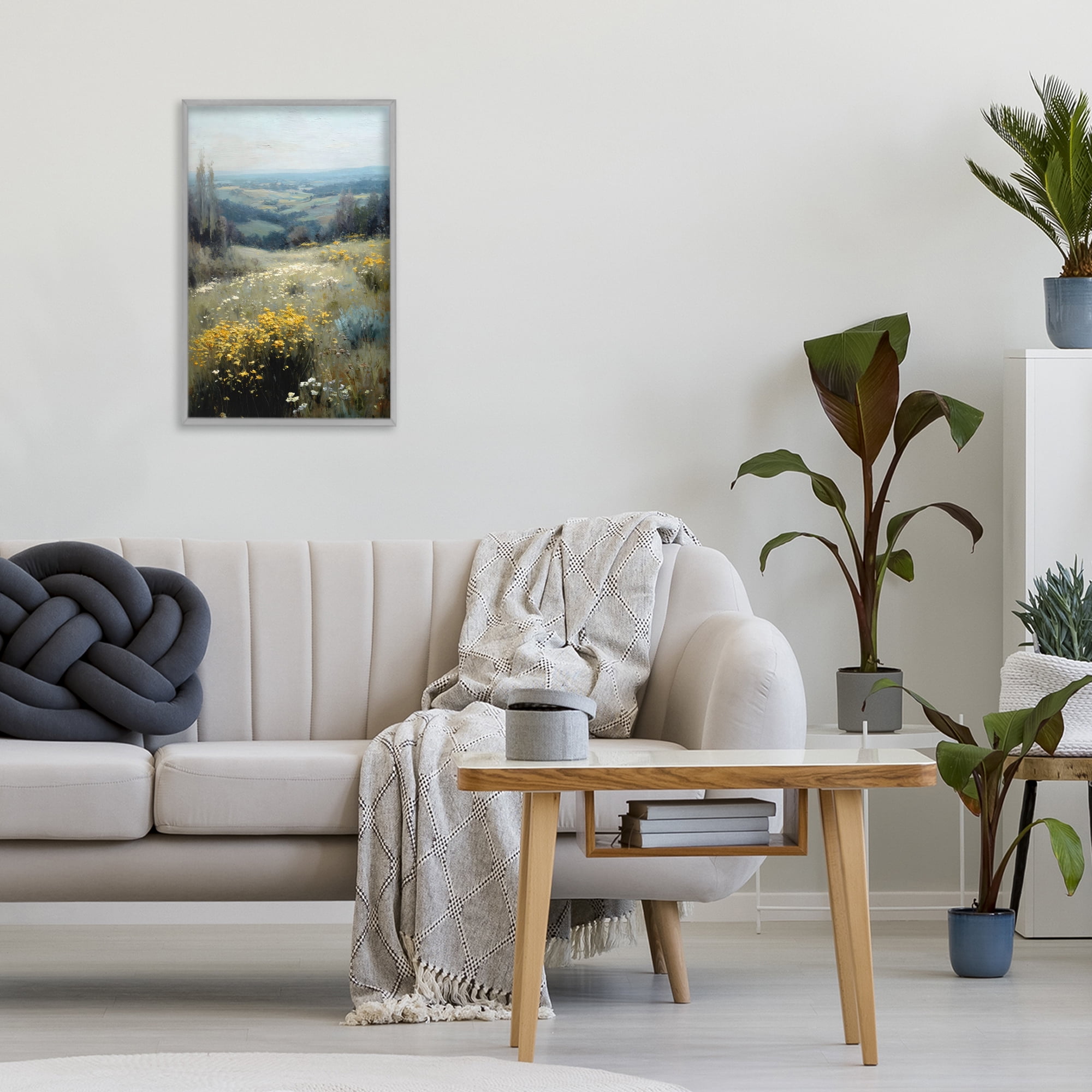 Stupell Industries Sporadic Meadow Flowers Gray Framed Giclee Art, design by Petal Prints Design