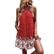 thumbnail image 1 of Vestido estampado bohemio, vestidos con cuello halter, sin mangas, vestido informal con cuello halter, vestidos halter con cuello alto, muy recomendado, 1 of 6
