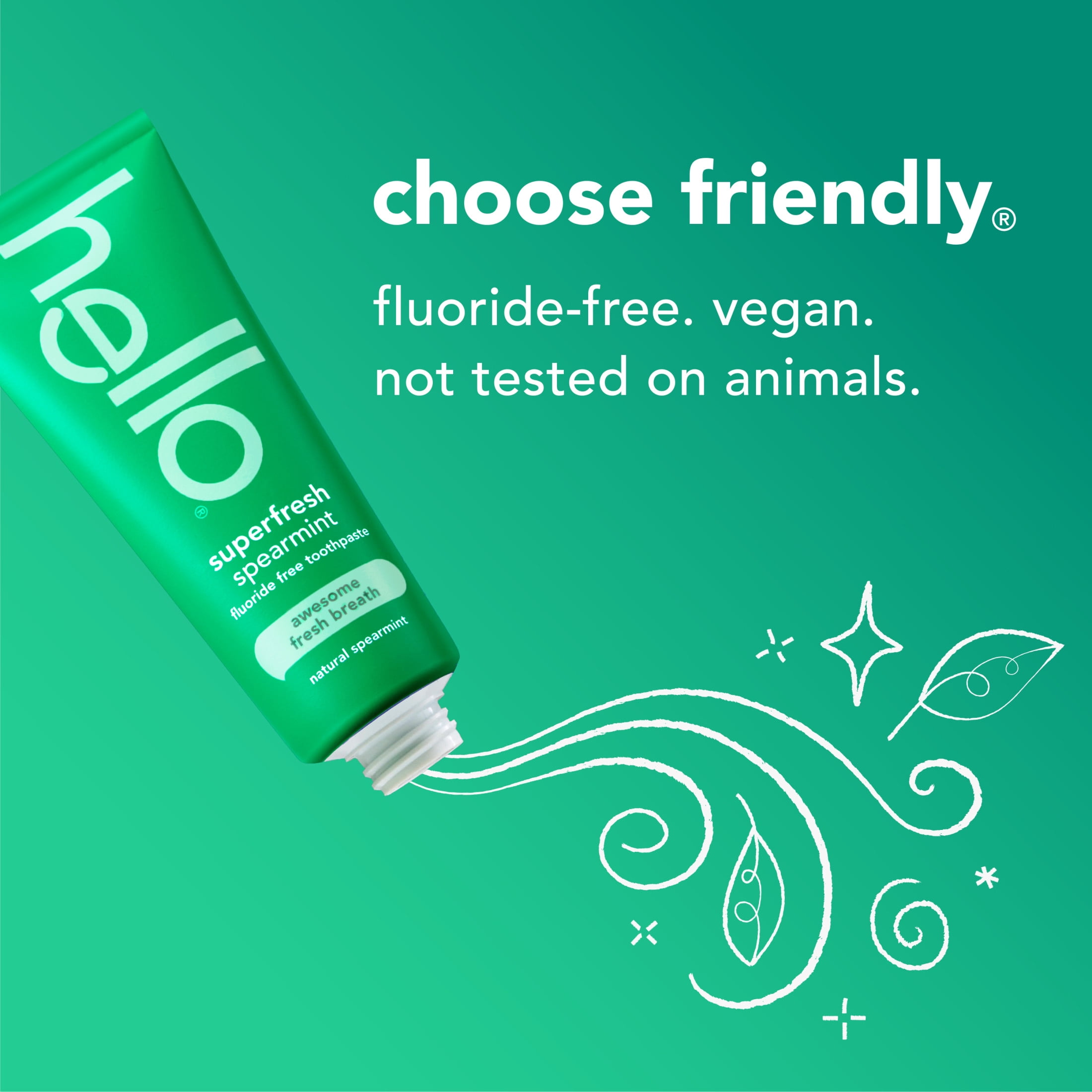hello Superfresh Fluoride Free Toothpaste for Bad Breath, Natural Spearmint, 5 Oz