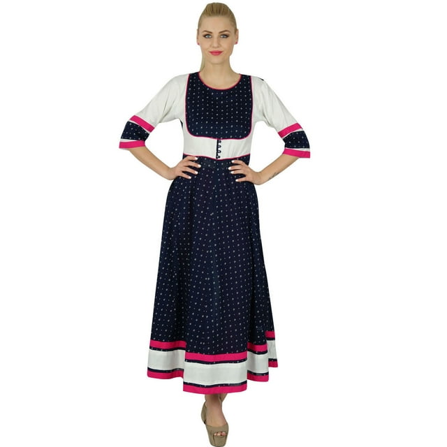 Bimba Femme Style Chic Bleu Anarkali Kurta Kurti Manches 3/4 Haut Indien Formel Blouse