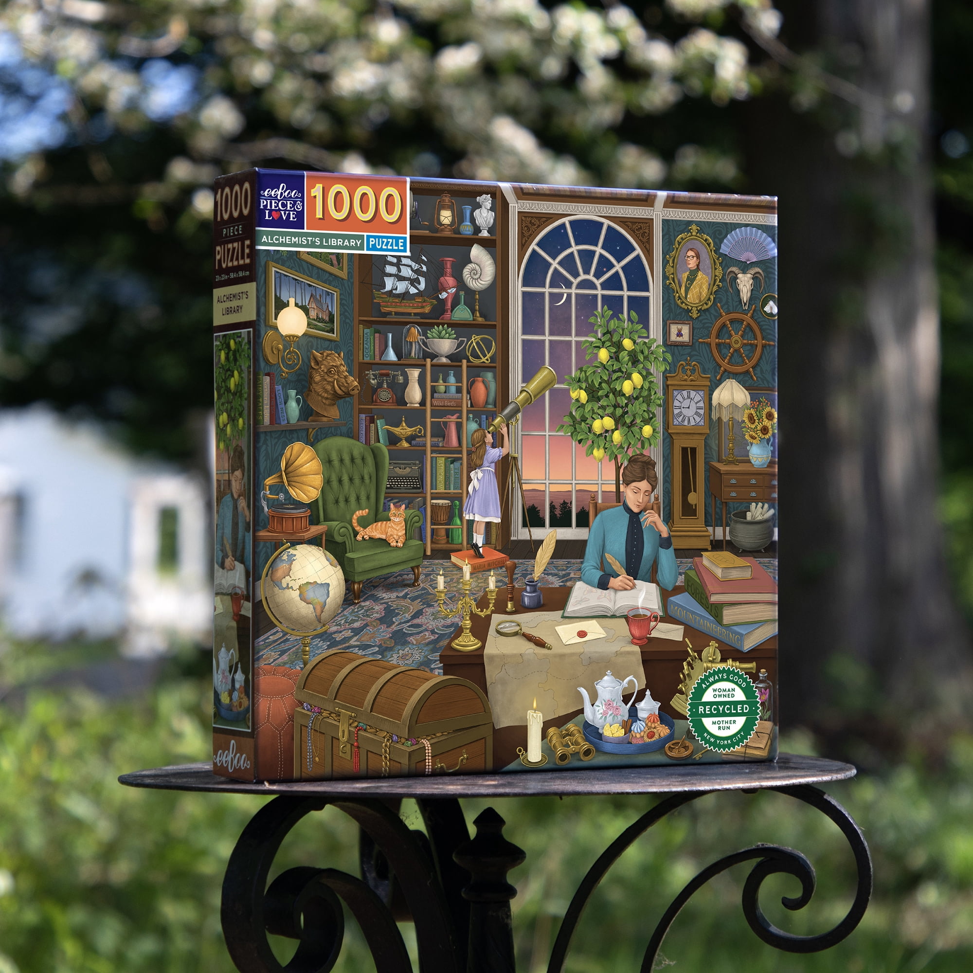 eeBoo Piece & Love: Alchemist's Library - 1000 Piece Puzzle - Adult Square Jigsaw, 23x23", Includes Image Reference Insert, Glossy High-Quality Pieces
