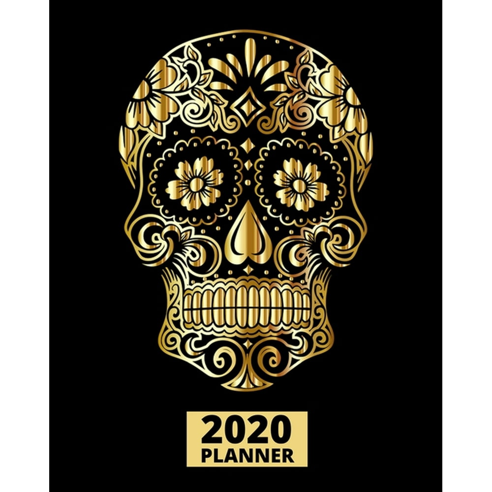 2020 Planner Gold Sugar Skull 1Year Daily, Weekly and Monthly