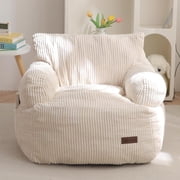 BYBYME Kids Bean Bag Chair,Soft Memory Foam Bean Bag Chair with Pocket for Toddlers,Lazy Sofa Lounger for Gaming,Reading,Beige