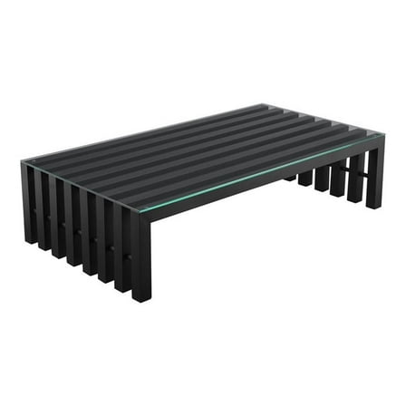 Pemberly Row Contemporary Rectangle Metal Coffee Table in Black