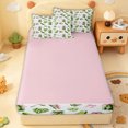 thumbnail image 4 of Erosebridal Watercolor Bowknot Pickle Zipper Twin Comforter Sets with Fitted Sheet and 2 Pillowcases for Girls, White Pink Cute Vegetable Zipper Bedding Set, Pink Reversible, 4pcs, 4 of 7