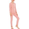 thumbnail image 2 of qolati Big Girls Pajamas Sets 2 Piece Cute Ribbed Knit T-Shirts with Pant Pjs Sleepwear Comfy Soft Long Sleeve Loungewear, 2 of 7