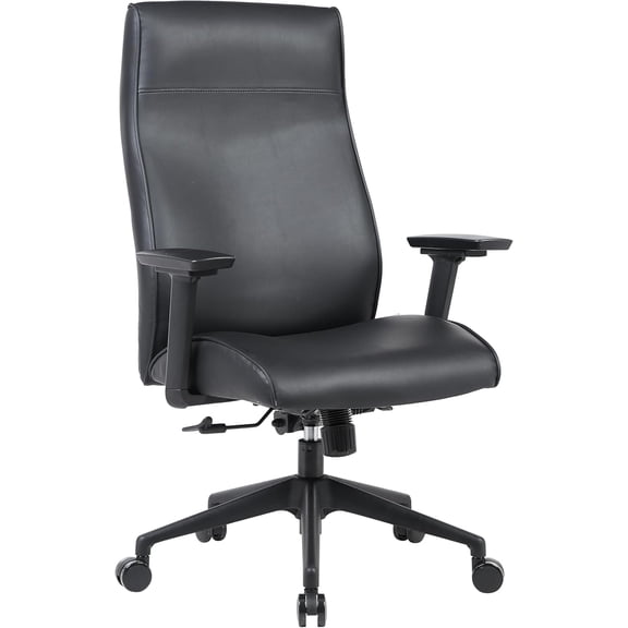 LeisureMod Maxwell High Back Executive Office Chair - Modern Premium Leather Ergonomic Adjustable Height, Tilt Mechanism Computer Chair, 360 Swivel for Home or Office Use - Black (Black)