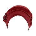thumbnail image 4 of LEKODE Boho Bandeau Silk Hair Turban Head Caps for Men Satin Wrap Silk Cap for Hair Satin Lined Turban Cotton Head Scarf for Women Red S, 4 of 5