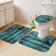thumbnail image 4 of Wood Stripes Bathroom Rugs Set Retro Sage Green Wood Brush Modernism Non Slip Absorbent Soft Bath Mats 3 Piece Set with Bathroom Rug, U-Shaped Floor Mat, Toilet Seat Cover Small Size, 4 of 9