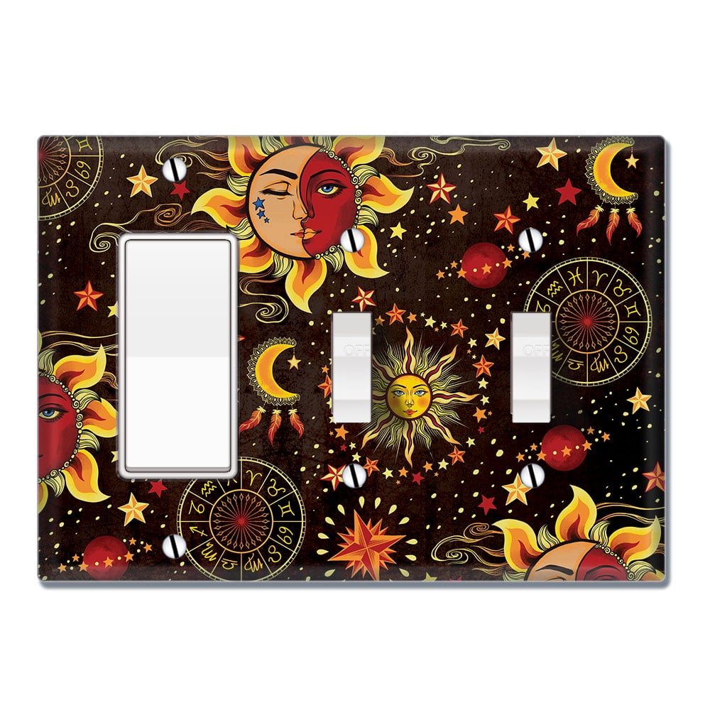 Wirester Triple 1 Gang Decorator Light Switch And 2 Gang Toggle Wall Plate Switch Plate Cover Celestial Sun Moon And Stars Walmart Com Walmart Com