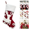 thumbnail image 2 of HCTSHG Christmas Stocking, 18 Inch Red Christmas Stockings Embroidered Elk Snowflakes Sleigh White Plush Faux Fur Cuff Large Xmas Hanging Stockings for Family Holiday Party Decoration, 2 of 9