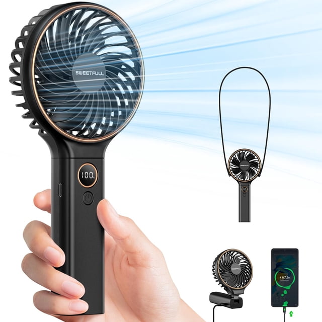 Ventilador portátil SWEETFULL de 5000 mAh recargable con viento de 6 velocidades
