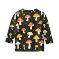 thumbnail image 3 of Abcomgle Girls Shirts Size 7-8 Crewneck Mushroom Graphic Toddler Girls T-Shirts 3/4 Sleeve Girls Shirts Summer Fashion Cotton Loose Tee Tops Girls 9-10 Years,Black, 3 of 4