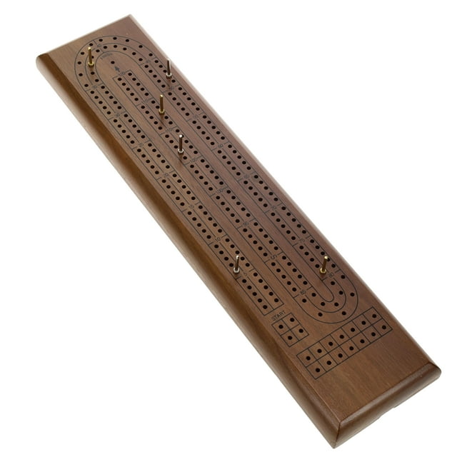 WE Games Classic Cribbage Set - Solid Wood 2 Track Board - Metal Pegs