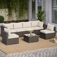 thumbnail image 3 of LAUSAINT HOME 7 Pieces Outdoor Furniture Set, Patio Sectional Conversation Set with 6 Chairs and 1 Coffee Table, Beige Cushions, 3 of 11