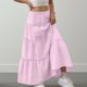 thumbnail image 5 of Vestido de Verano Midi Longitud Color Sólido Relajado Deportes Elástico de la Cintura Nudo Falda Completa para Niños, 5 of 8