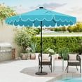 thumbnail image 4 of Costway 9.3 FT Solar Patio Umbrella Outdoor Market Sunshade with 24 LED Lights Ruffles Turquoise, 4 of 10