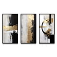 thumbnail image 2 of Designart "Horizontal Dimensions Gold and Black Abstract" Abstract Painting Framed Wall Art Set Of 3 - Gold Modern Frame Canvas Set For Living Room Decor, 2 of 6