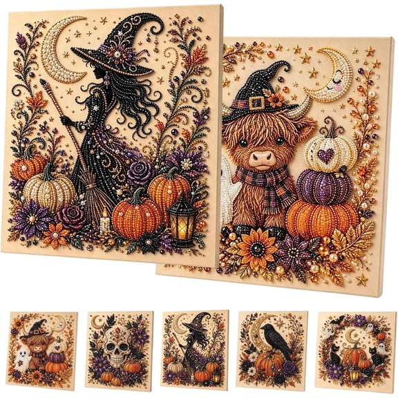 Spookira Halloween Ghost Pearl 3D Diamond Art DIY Kit for Beginner Adults | Pearl Painting Kits,Spooky Cute Ghost Pumpkin Canvas Art, Fall Home Decor Wall Art, Beginner DIY Seasonal Party Gift