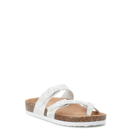 

Time and Tru Women s Footbed Thong Sandals