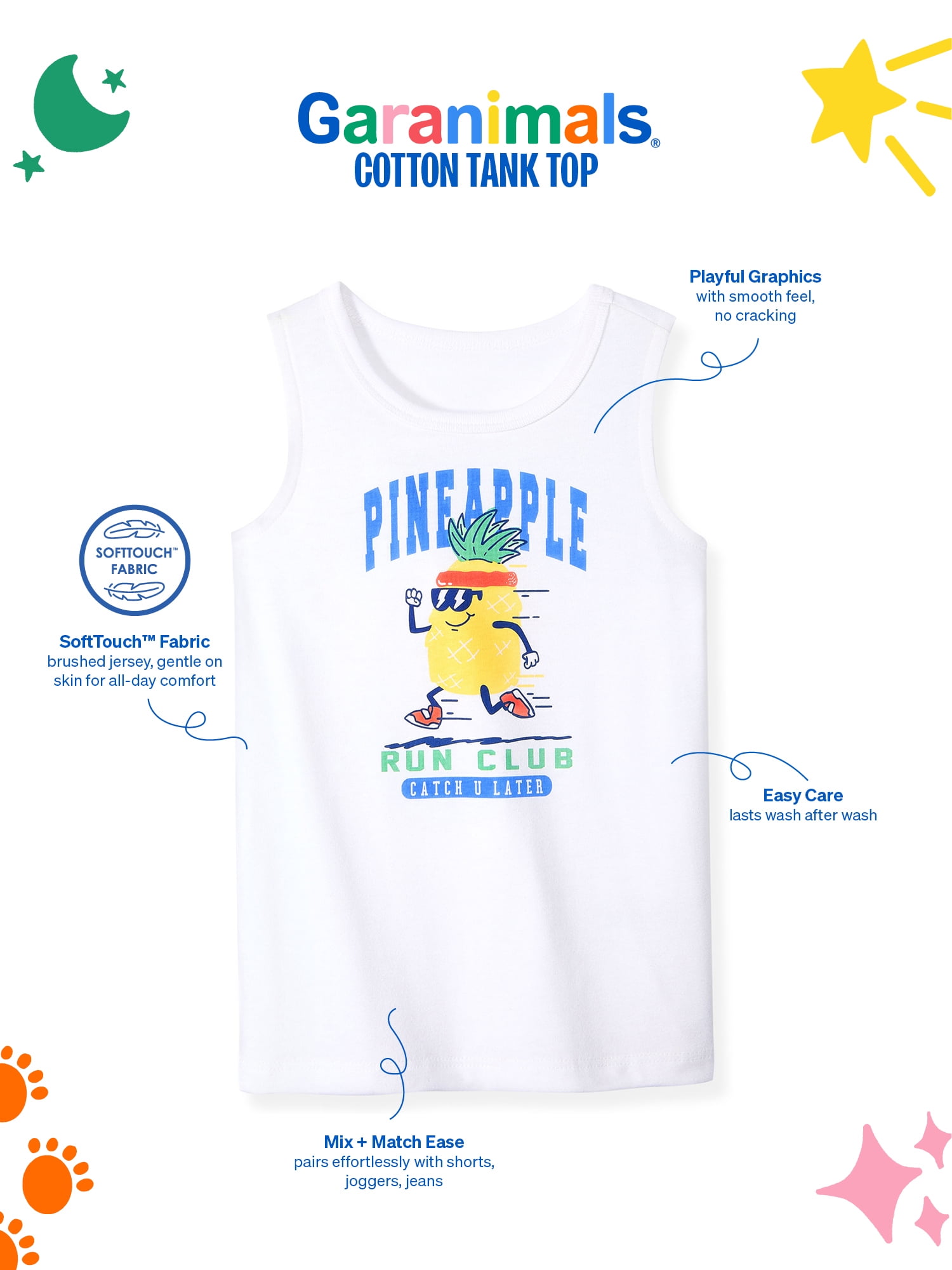 Garanimals Newborn, Baby & Toddler Boy Cotton Graphic Tank Top, Sizes 0-6T