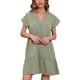 thumbnail image 2 of SAYOO Vestido de manga corta para mujer, vestido de ajuste holgado con dobladillo con volantes y cuello en V de color sólido, ropa informal simple y elegante de una pieza SAYOO  S M L XL XXL, 2 of 8