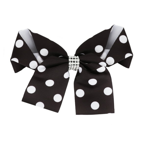 Motique Accessories Patterned Hair Bow for Women and Girls with Silver Rhinestones 1 Piece-Polka Dot