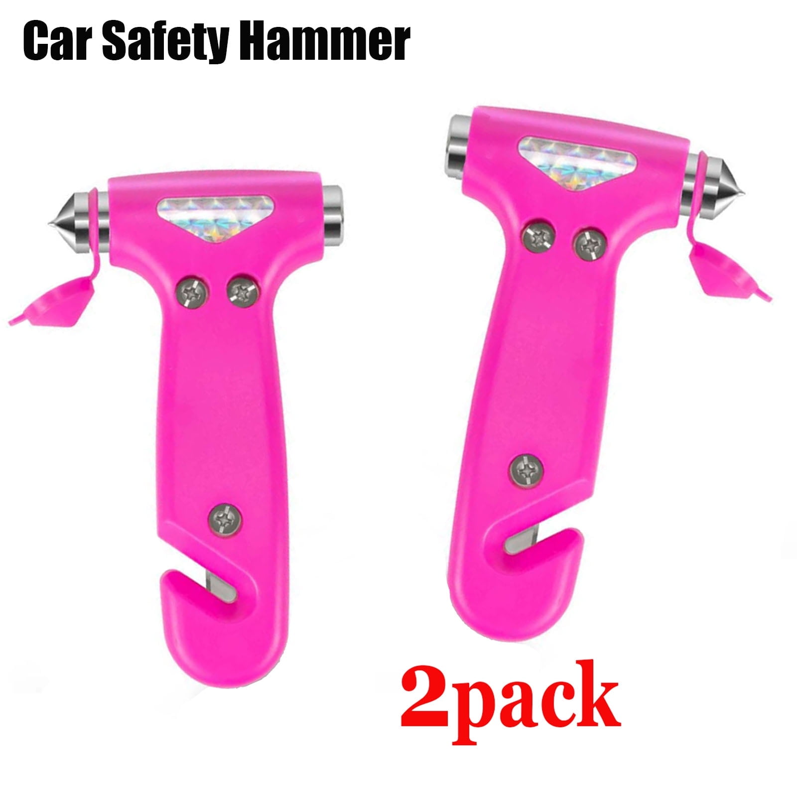 2-Pack Car Safety Hammer | Window Breaker & Seatbelt Cutter Keychain, Tungsten Steel Head, Emergency Escape Tool