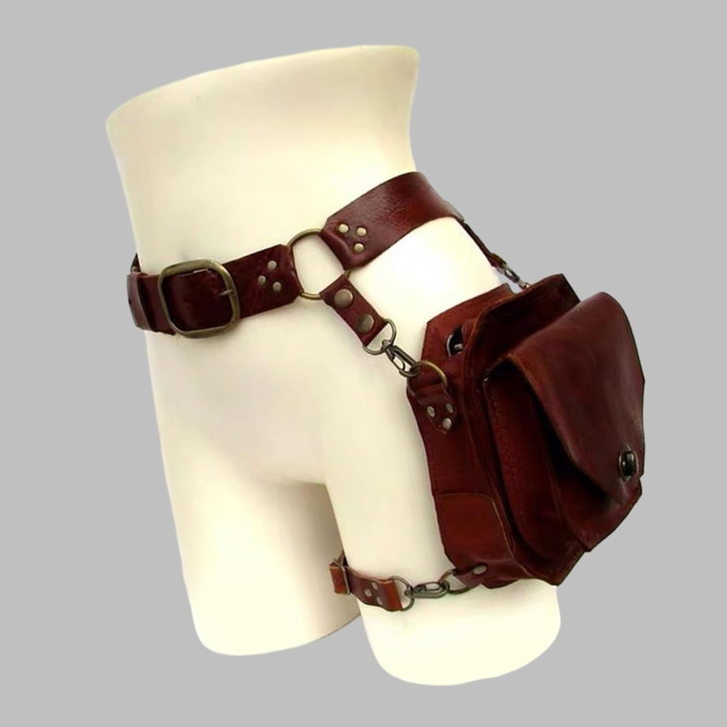 LKJYER Medieval Waist Belt Drop Leg Pack Steampunk Waist Pack Thigh Bag Leather Fanny Pack Motorcycle Waist Belt