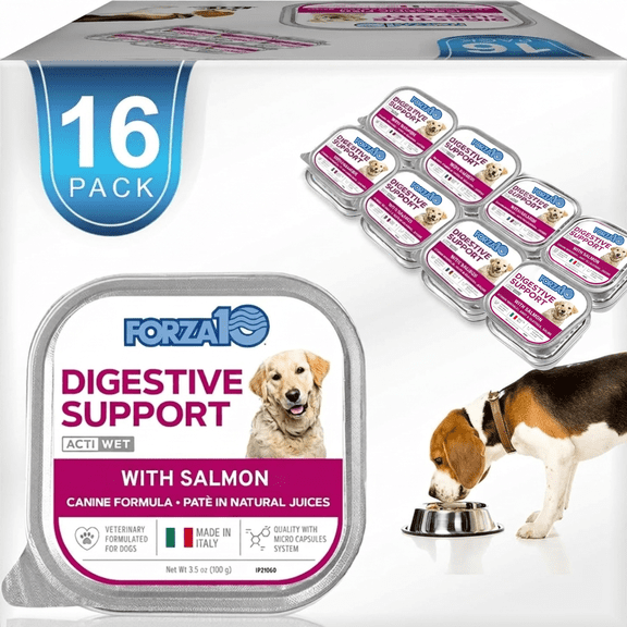 Forza10 Actiwet Digestive Wet Dog Food - 3.5 oz, 16 Pack - Fish Flavor | Vet-Formulated - Digestive Support for Dogs with Sensitive Stomach - Non-GMO - Made in Italy