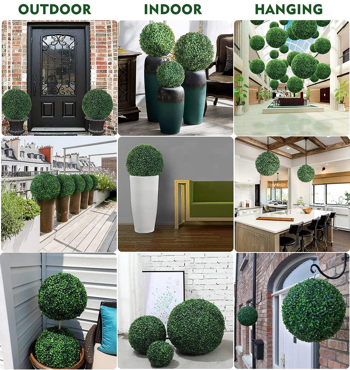 Artificial Topiary Ball Fake Boxwood Plant Decoration Balls for Garden Indoor Outdoor Home Wedding Birthday Party Decor,1PC
