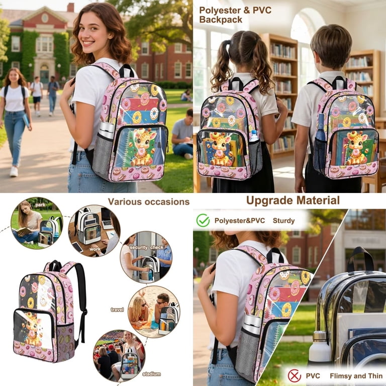 Xixirimido 3Pcs Set Clear PVC Backpack with See Through  display picture 3