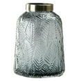 thumbnail image 1 of Florero de cristal con patrón de hojas verdes vintage, ideal for fiestas, bodas, vestíbulos y salas de estar, 1 of 6