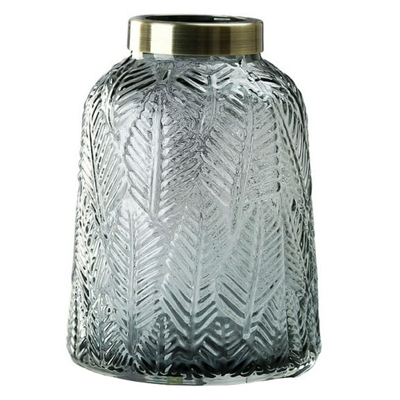 Glass Vase with Vintage Green Leaf Pattern, Great for Parties, Weddings, Lobbies, and Living Rooms