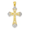 thumbnail image 1 of 14K Rhodium Plated Yellow Gold w/Rhodium Diamond Cut Cross Pendant, 1 of 2