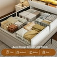 thumbnail image 3 of ARICOEASY 49.2” Tall California King Size Platform Bed Frames with 2-Tier LED Storage Velvet Wingback Headboard & 2 Storage Drawers, USB & Type-C Charging Ports, White, 3 of 9