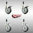 thumbnail image 2 of 5 Inch 316SS Thermoplastic Rubber Swivel 7/8 Inch Stem Caster Set 2 Lock Brake, 2 of 2