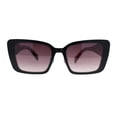 thumbnail image 2 of Womens Contemporary Mod Design Metal Rim Rectangle Cat Eye Sunglasses Black Burgundy Tortoise, 2 of 4