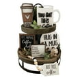 thumbnail image 1 of Farmhouse Coffee Bar Layered Tray Set With Wood Mini Cup And Pearl Ring Kitchen Table Display, 1 of 8