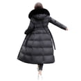 thumbnail image 5 of Gibobby Chaquetas de plumón para mujer, Abrigo larga acolchado ligero de manga larga con cremallera completa, resistente al agua, para mujer(Negro,G), 5 of 5