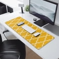 thumbnail image 2 of Long Mouse Pads for Desk,Yellow Geometric Quatrefoil Pattern Desk Mats on Top Of Desks, Desk Mouse Pad Extra Large with 3mm Non-Slip Base and Stitched Edge for Gaming,Office,Work,Home 31.5"x11.8", 2 of 6