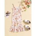 thumbnail image 3 of Bagilaanoe Toddler Baby Girl Summer Jumpsuit Sleeveless Floral Print Romper Overalls 12M 18M 24M 3T 4T 5T Kids Flared Pants Summer Clothes, 3 of 9