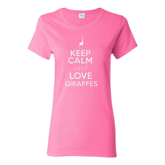 Ladies Keep Calm And Love Giraffe T-Shirt Tee