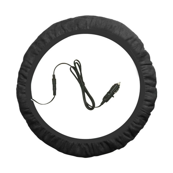 Ajauxi 12-volt 15-inch Heated Steering Wheel Cover, Comfy Car Steering Cover Hand Warmer, Steering Wheel Heater, Sweat-Absorbent Quick Heating Steering Wheel Warmer