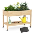 thumbnail image 1 of Costway 1 PCS Jardinière Surélevée en Bois avec Pattes, Roues Verrouillables, Doublure, Tablette de Rangement avec Drainage, 1 of 10