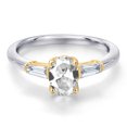 thumbnail image 3 of Gem Stone King 10K Two Tone Gold White Created Sapphire and Lab Grown Diamond Engagement Ring for Women | 1.20 Cttw | Oval 7X5MM | Gemstone September Birthstone | Size 6, 3 of 6