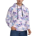 thumbnail image 2 of Picia white Skull crystal flower Pattern Casual Men's Hoodie - Lightweight Hooded Sweatshirt with Kangaroo Pocket, Comfortable Pullover for Everyday, Travel-XX-Large, 2 of 7