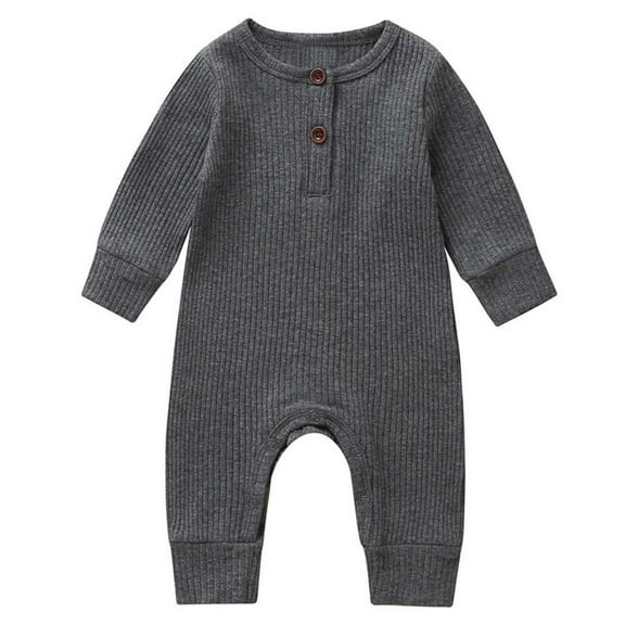 VERUGU Baby Romper Newborn Baby Fall Winter Long Sleeve Jumpsuit Comfortable Solid Strip Round Neck Rompers