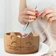 thumbnail image 5 of Wooden Yarn Bowl Knitting Yarn Bowl Cat Shaped For Crochet Lovers Decor Supplies (Bamboo), 5 of 10